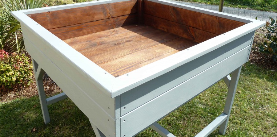 Carré potager surélevé gris 120x120x100 en bois de Douglas