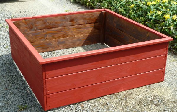 Carré potager 120 x 120 x 45 cm en bois de Douglas coloris rouge