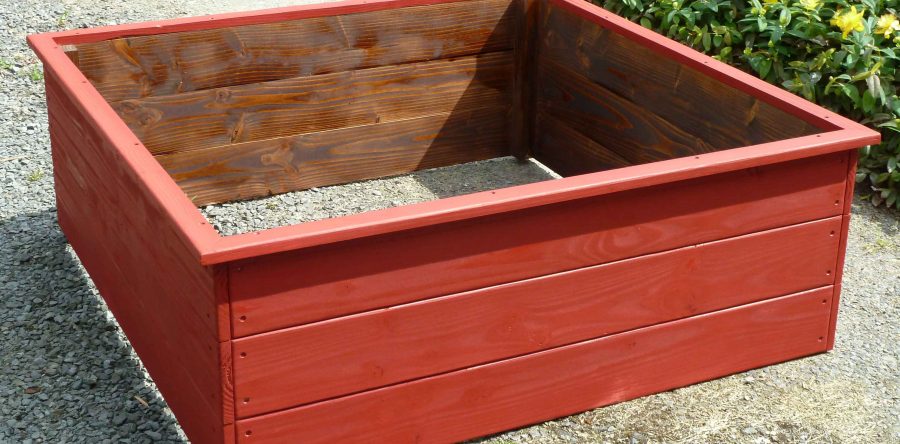 Carré potager 120 x 120 x 45 cm en bois de Douglas coloris rouge