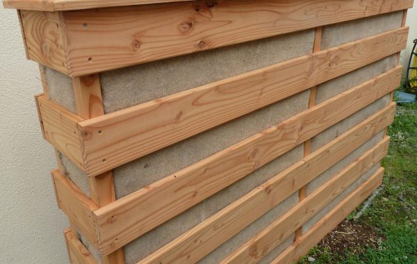 Potager vertical 200 x 130 en Douglas avec toile en fibres naturelles